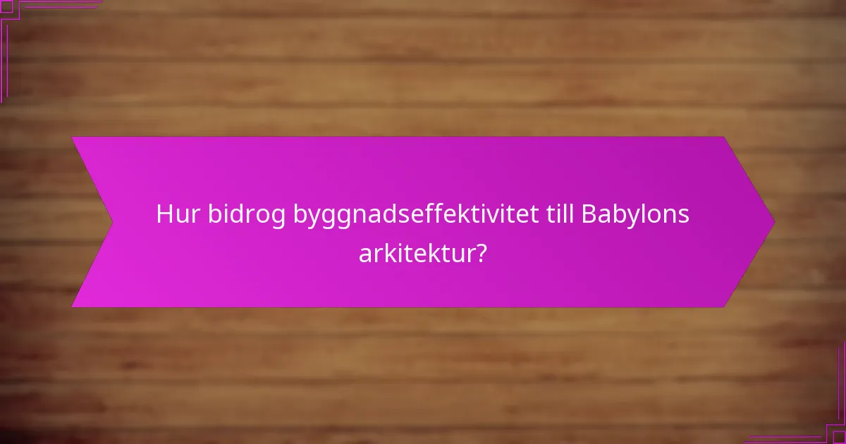 Hur bidrog byggnadseffektivitet till Babylons arkitektur?