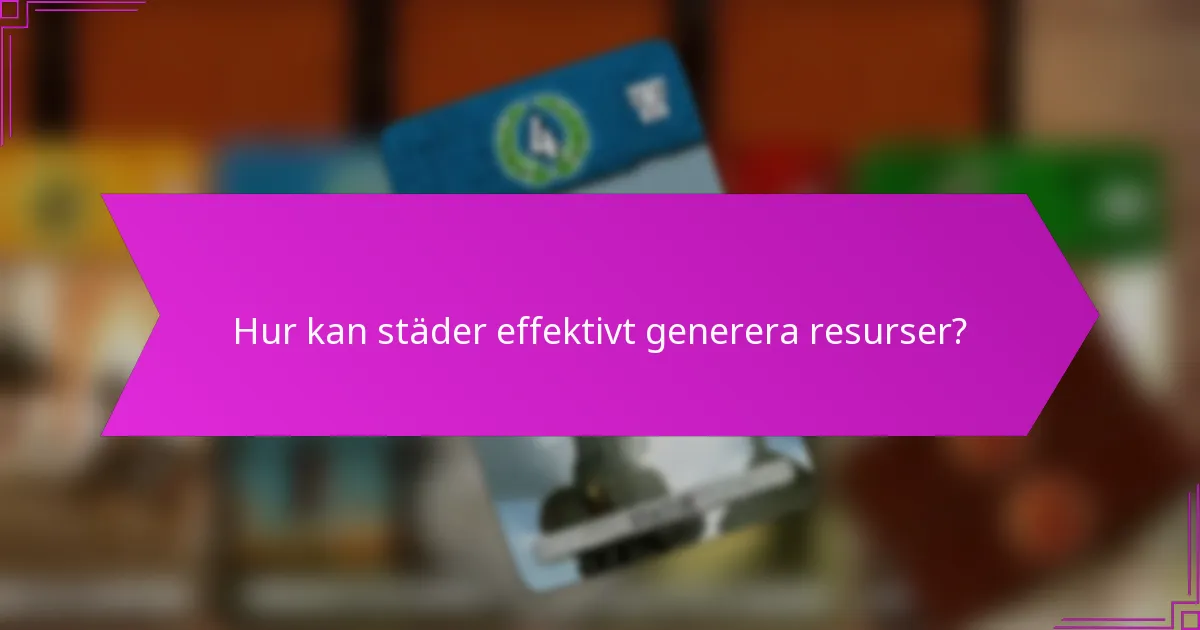 Hur kan städer effektivt generera resurser?